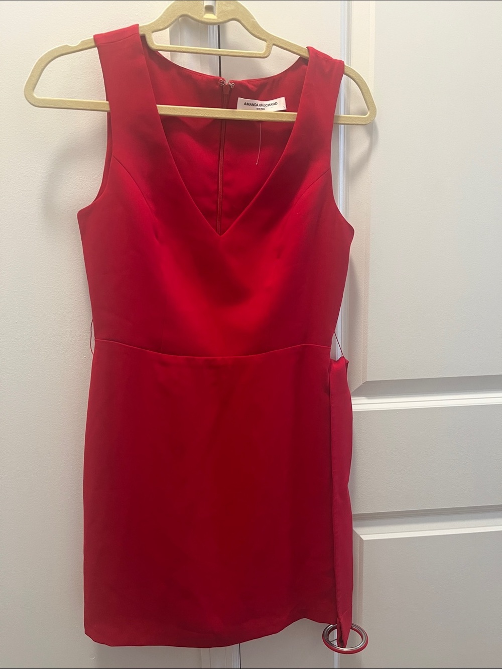 Amanda Uprichard Vibrant Red V-Neck Mini Dress